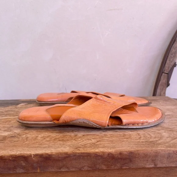 bolo Italian Designer Orange Leather Padded Comfort Sandals Men’s 11 ITALY NICE! - Picture 8 of 12